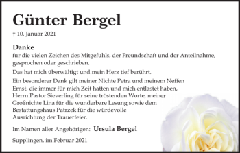 Traueranzeige von Günter Bergel von Helmstedter Nachrichten