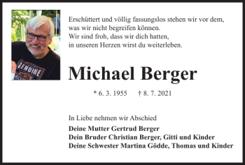 Traueranzeige von Michael Berger von Helmstedter Nachrichten