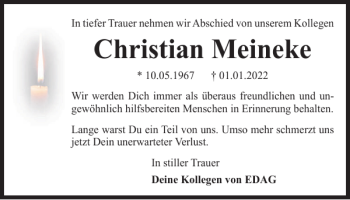 Traueranzeige von Christian Meineke von Wolfsburger Nachrichten