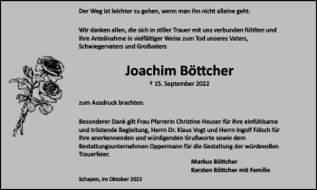 Traueranzeige von Joachim Bö cher von Braunschweiger Zeitung