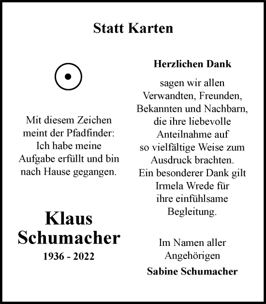 Traueranzeige von Klaus Schumacher von Braunschweiger Zeitung