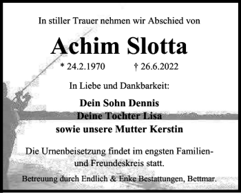 Traueranzeige von Achim Slotta von Peiner Nachrichten