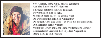 Traueranzeige von Vor Katja von Braunschweiger Zeitung