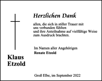 Traueranzeige von Klaus Etzold von Salzgitter Zeitung