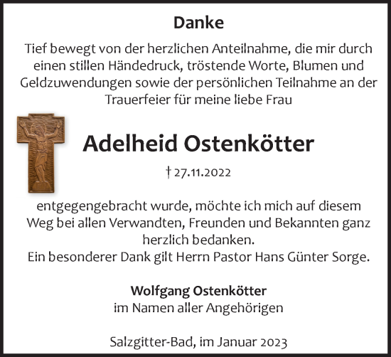 Traueranzeige von Adelheid Ostenkötter von Salzgitter-Zeitung