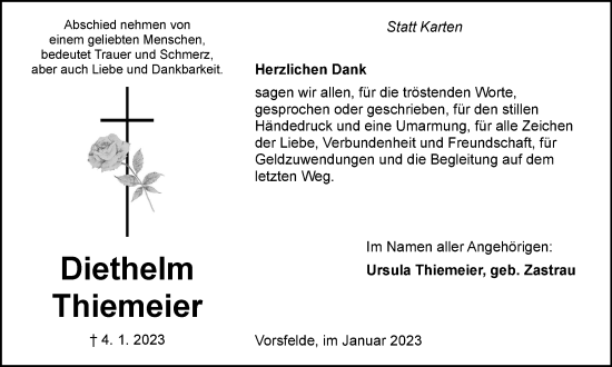 Traueranzeige von Diethelm Thiemeier von Wolfsburger Nachrichten