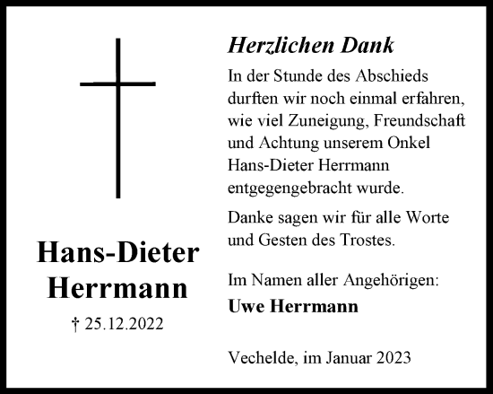 Traueranzeige von Hans-Dieter Herrmann von Braunschweiger Zeitung