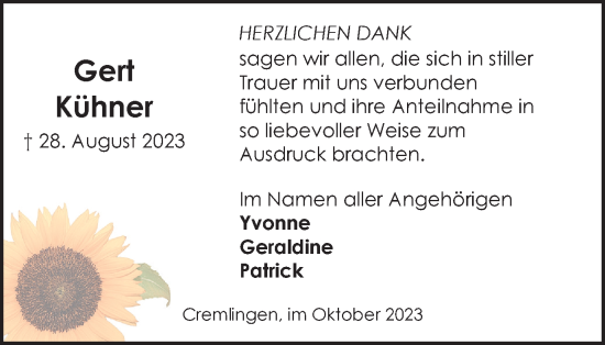 Traueranzeige von Gert Kühner von Wolfenbütteler Zeitung