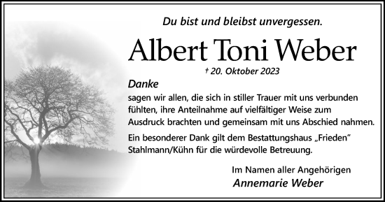 Traueranzeige von Albert Toni Weber von Salzgitter-Zeitung