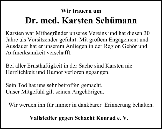 Traueranzeige von Karsten Schümann von Peiner Nachrichten