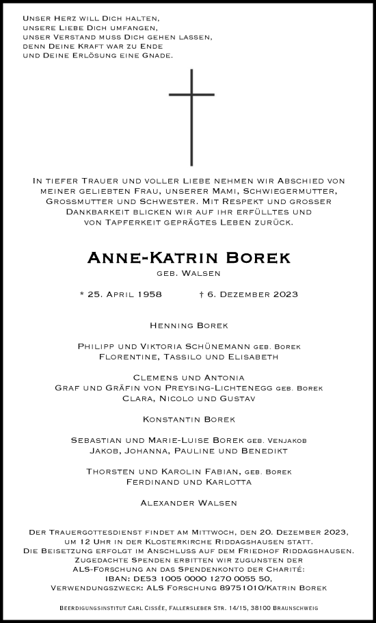 Traueranzeige von Anne-Katrin Borek von Braunschweiger Zeitung