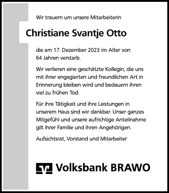 Traueranzeige von Christiane Svantje Otto von Salzgitter-Zeitung