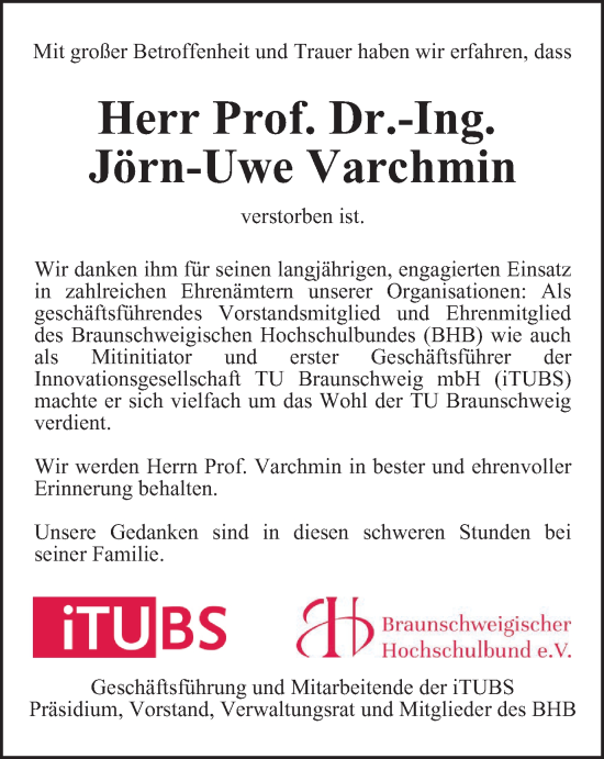 Traueranzeige von Jörn-Uwe Varchmin von Braunschweiger Zeitung