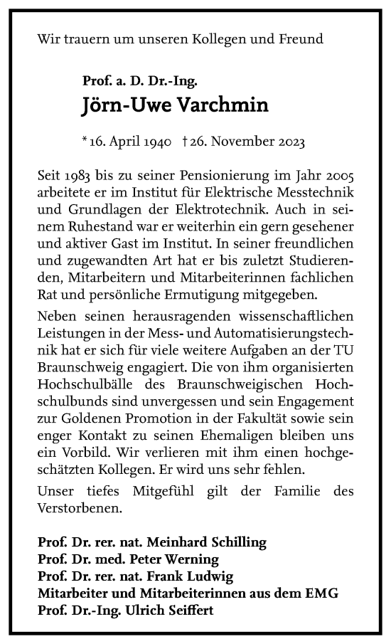 Traueranzeige von Jörn-Uwe Varchmin von Braunschweiger Zeitung