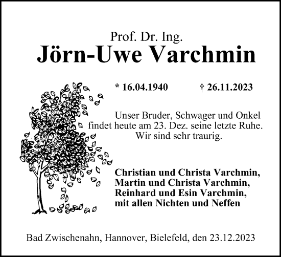 Traueranzeige von Jörn-Uwe Varchmin von Braunschweiger Zeitung