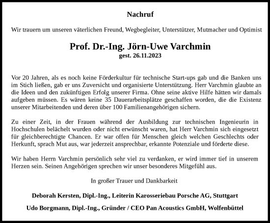 Traueranzeige von Jörn-Uwe Varchmin von Braunschweiger Zeitung