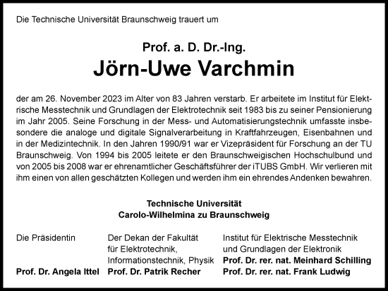 Traueranzeige von Jörn-Uwe Varchmin von Braunschweiger Zeitung