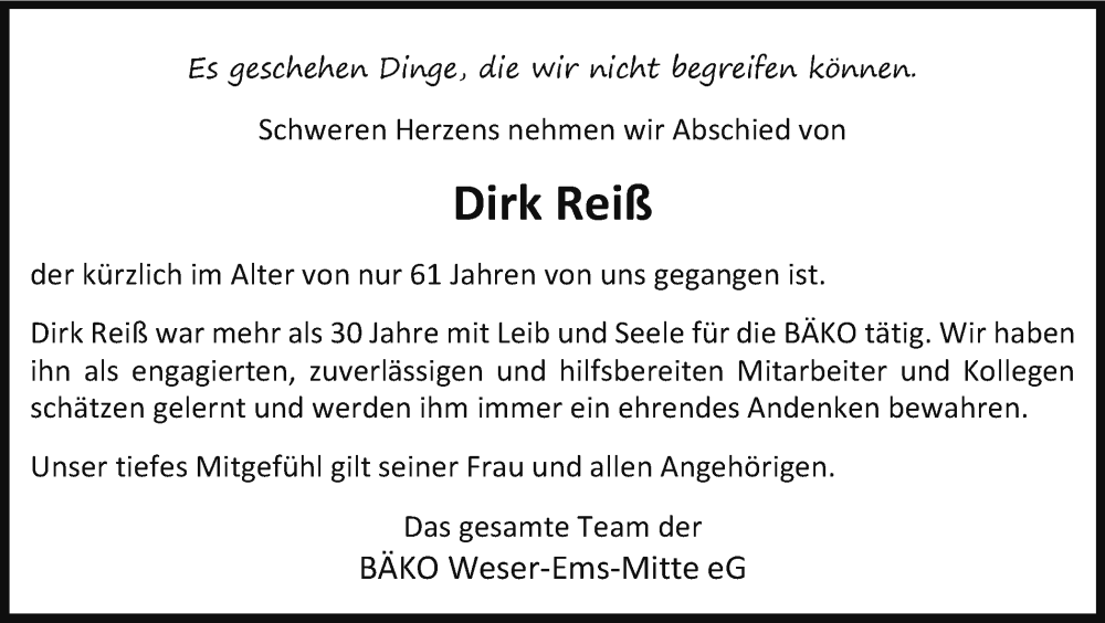  Traueranzeige für Dirk Reiß vom 18.02.2023 aus Wolfenbütteler Zeitung