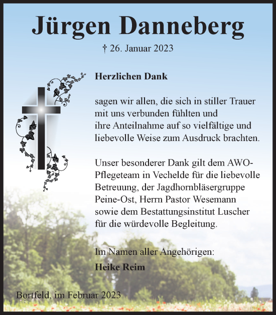 Traueranzeige von Jürgen Danneberg von Peiner Nachrichten