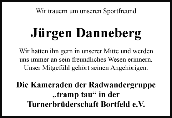 Traueranzeige von Jürgen Danneberg von Peiner Nachrichten