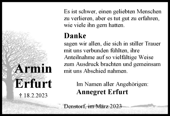 Traueranzeige von Armin Erfurt von Braunschweiger Zeitung