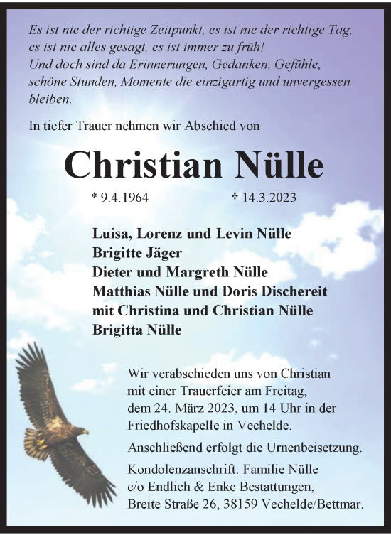 Traueranzeige von Christian Nülle von Braunschweiger Zeitung