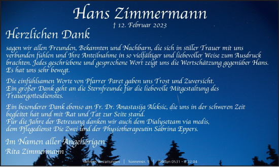 Traueranzeige von Hans Zimmermann von Braunschweiger Zeitung