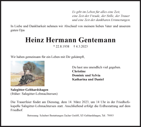 Traueranzeige von Heinz Hermann Gentemann von Salzgitter-Zeitung