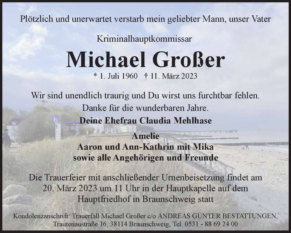  Traueranzeige für Michael Großer vom 16.03.2023 aus Braunschweiger Zeitung