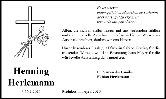 Traueranzeige von Henning Herlemann von Helmstedter Nachrichten