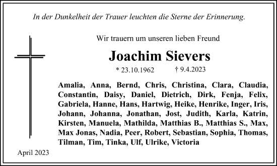 Traueranzeige von Joachim Sievers von Salzgitter-Zeitung