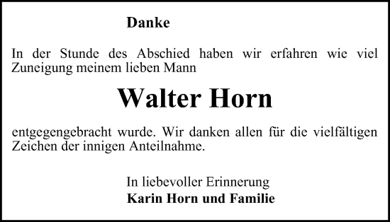 Traueranzeige von Walter Horn von Braunschweiger Zeitung