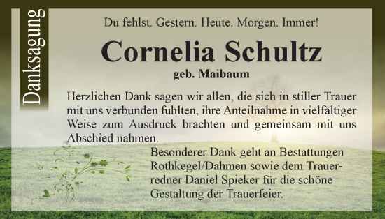 Traueranzeige von Cornelia Schultz von Salzgitter-Zeitung