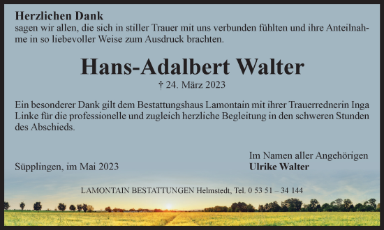 Traueranzeige von Hans-Adalbert Walter von Helmstedter Nachrichten