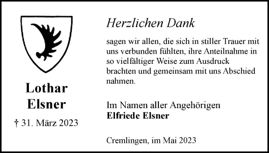 Traueranzeige von Lothar Elsner von Braunschweiger Zeitung