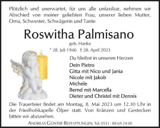 Traueranzeige von Roswitha Palmisano von Braunschweiger Zeitung