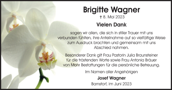 Traueranzeige von Brigitte Wagner von Wolfsburger Nachrichten