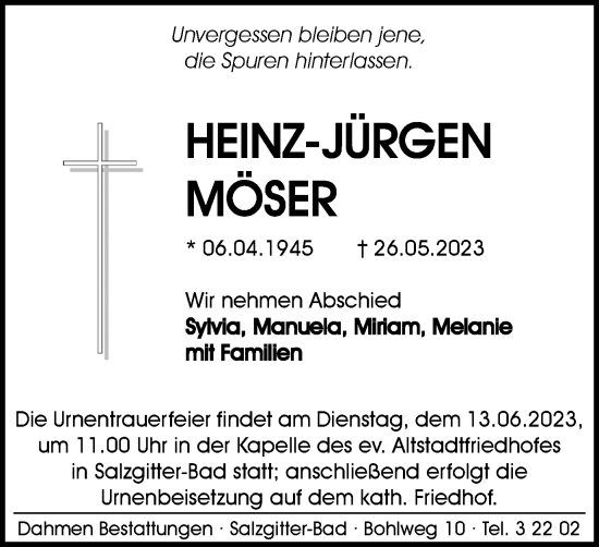 Traueranzeige von Heinz Möser von Salzgitter-Zeitung