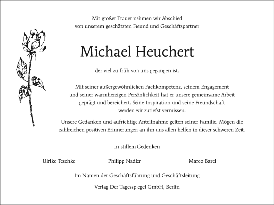 Traueranzeige von Michael Heuchert von Braunschweiger Zeitung