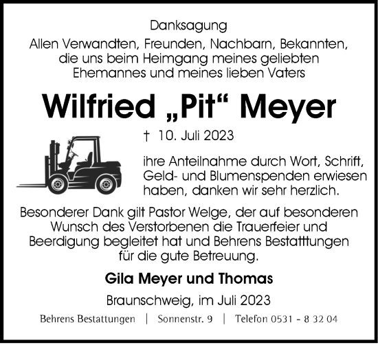 Traueranzeige von Wilfried Meyer von Braunschweiger Zeitung