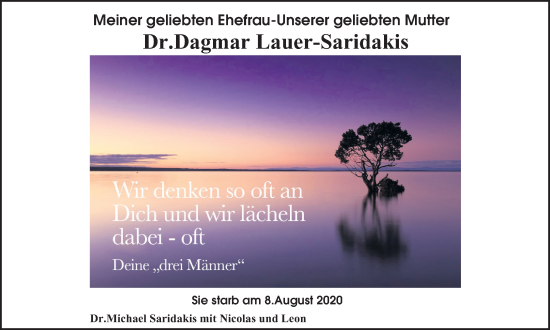 Traueranzeige von Dagmar Lauer-Saridakis von Braunschweiger Zeitung