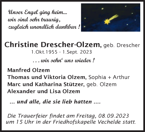 Traueranzeige von Christine Drescher-Olzem von Braunschweiger Zeitung