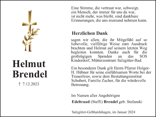 Traueranzeige von Helmut Brendel von Salzgitter-Zeitung