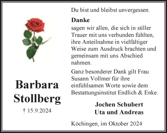 Traueranzeige von Barbara Stollberg von Peiner Nachrichten