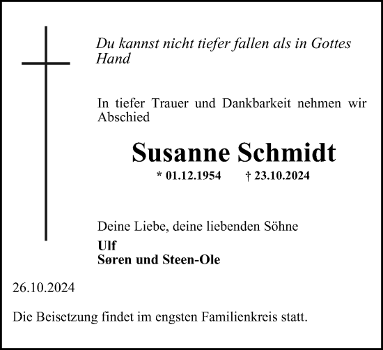 Traueranzeige von Susanne Schmidt von Braunschweiger Zeitung