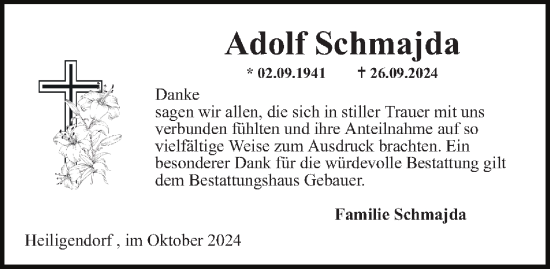 Traueranzeige von Adolf Schmajda 