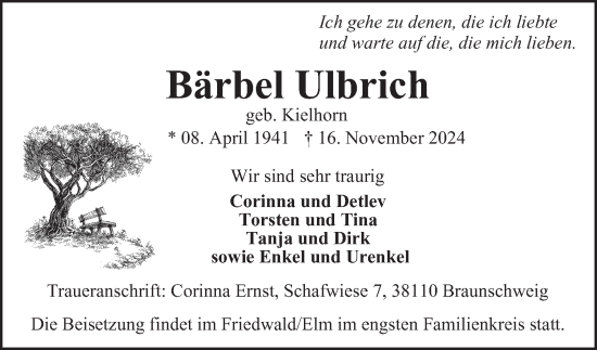 Traueranzeige von Bärbel Ulbrich 