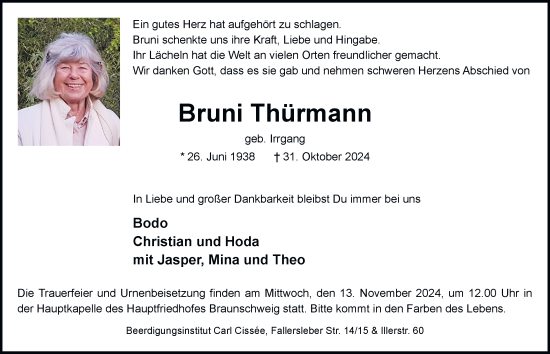 Traueranzeige von Bruni Thürmann 