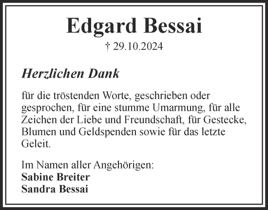 Traueranzeige von Edgard Bessai von Salzgitter-Zeitung