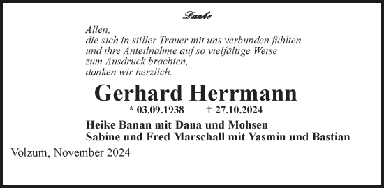 Traueranzeige von Gerhard Herrmann von Wolfenbütteler Zeitung